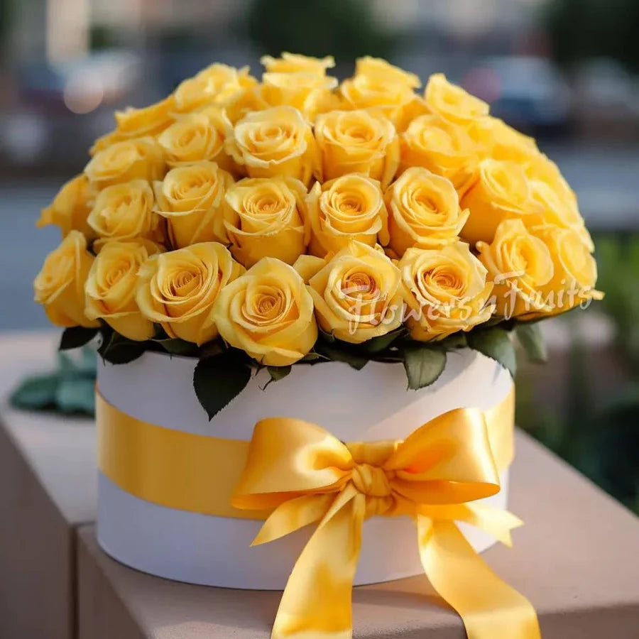 Amber Bloom Golden Luxury Flower Box