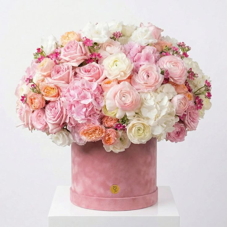 Velvet Blush Pink Luxury Box Flowers
