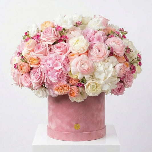 Velvet Blush Pink Luxury Box Flowers