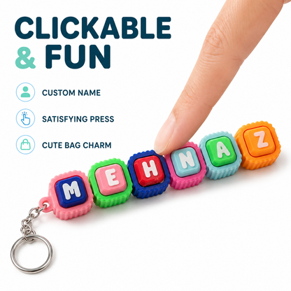 Personalized Name Clicker Keychain – Custom 3D Printed Bag Charm