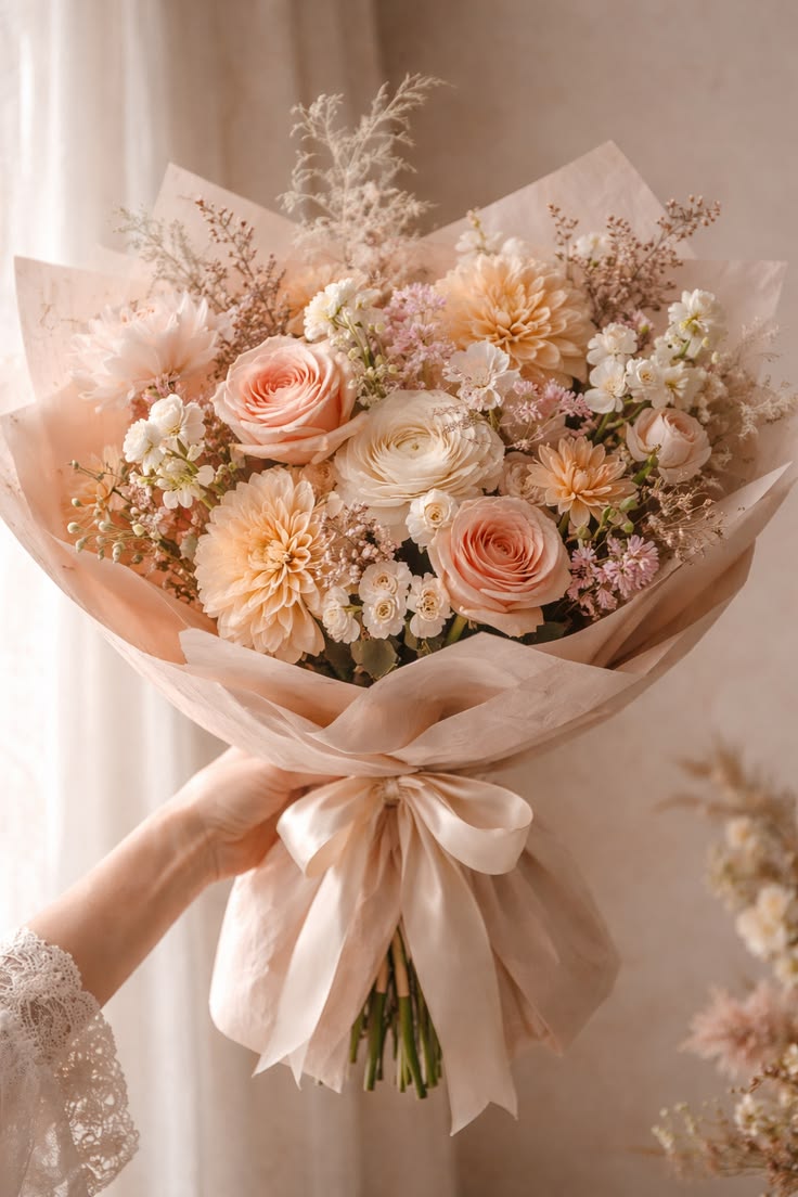 Sandstone Bloom  Neutral Toned Bouquet