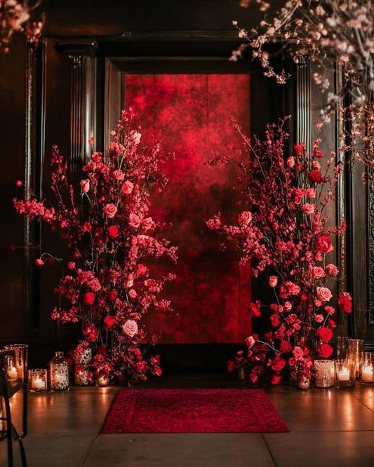 Crimson Romance — Red  Wedding Stage Décor
