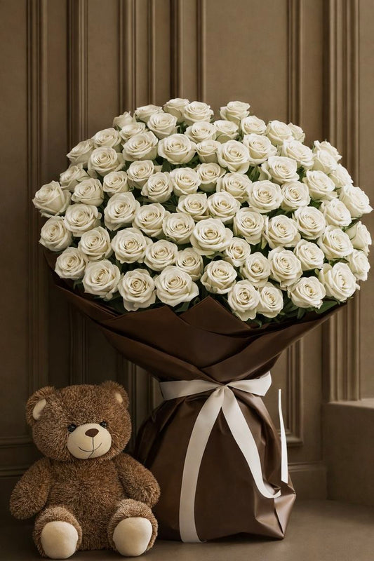 Ivory Majesty | White Rose Luxury Bouquet